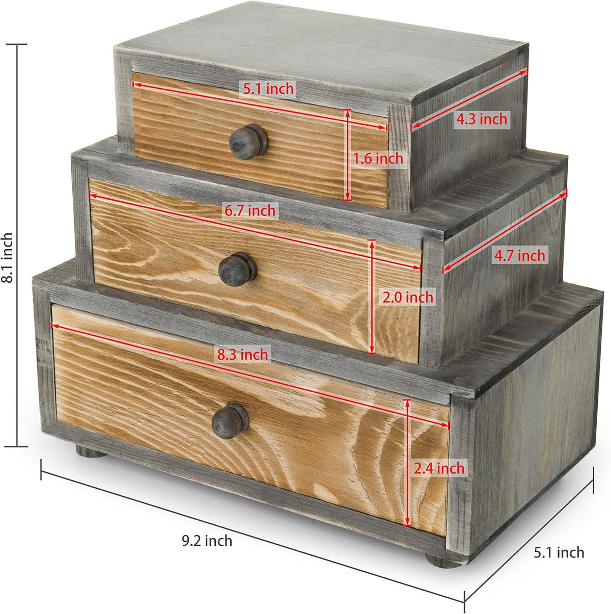 Rustic Wood 3-Drawer Desk Organizer Cabinet I37393