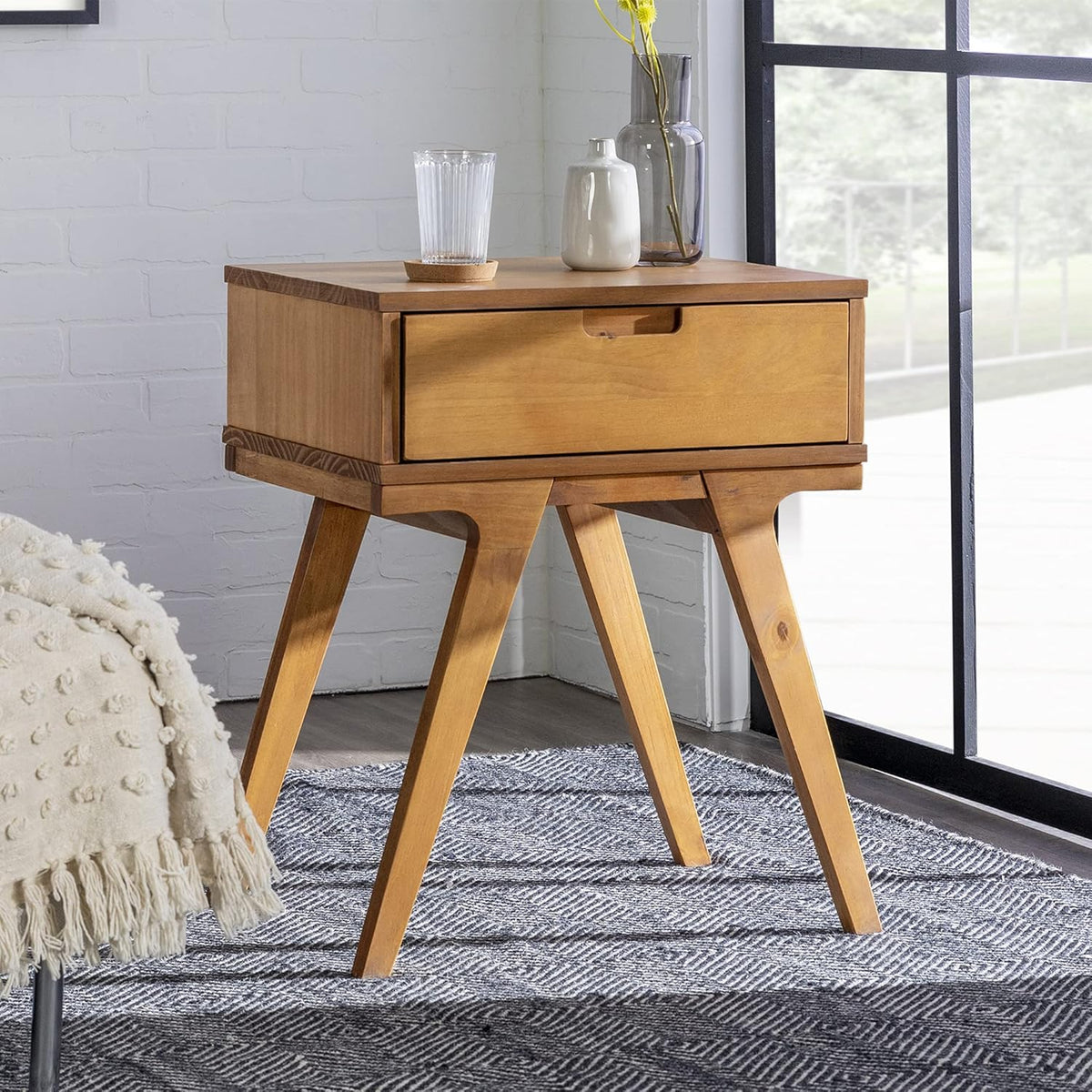Caramel 2 Drawer Wood Nightstand D601140