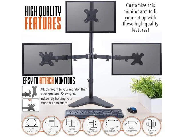 Three Arm Freestanding Monitor Mount H4634