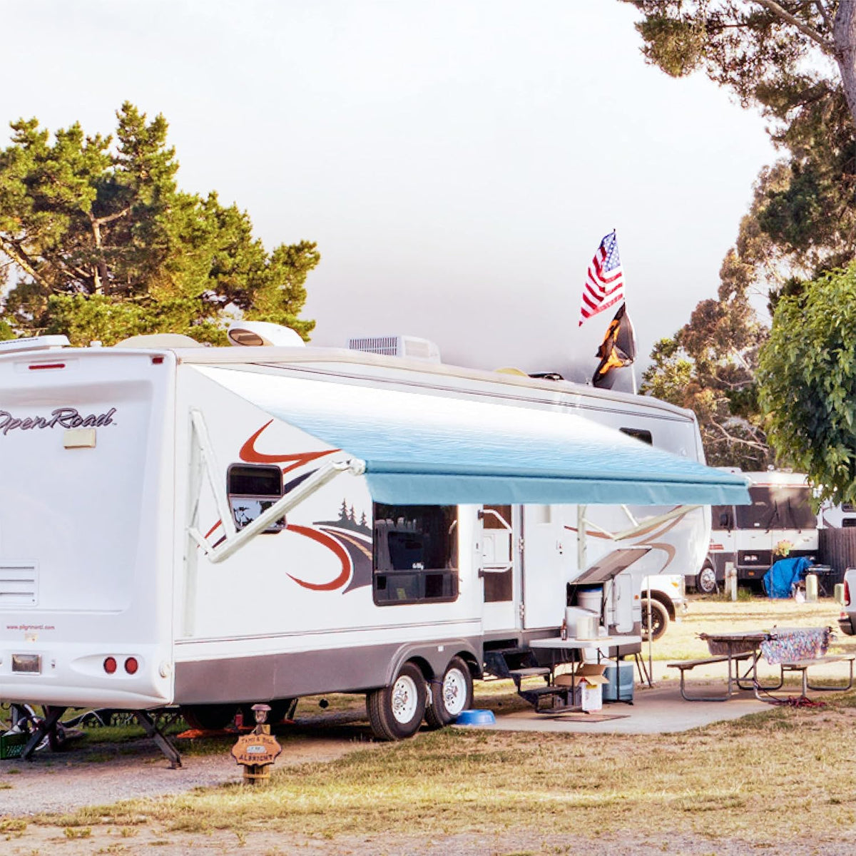 White Motorized Retractable RV Awning 10x8 Ft L26263