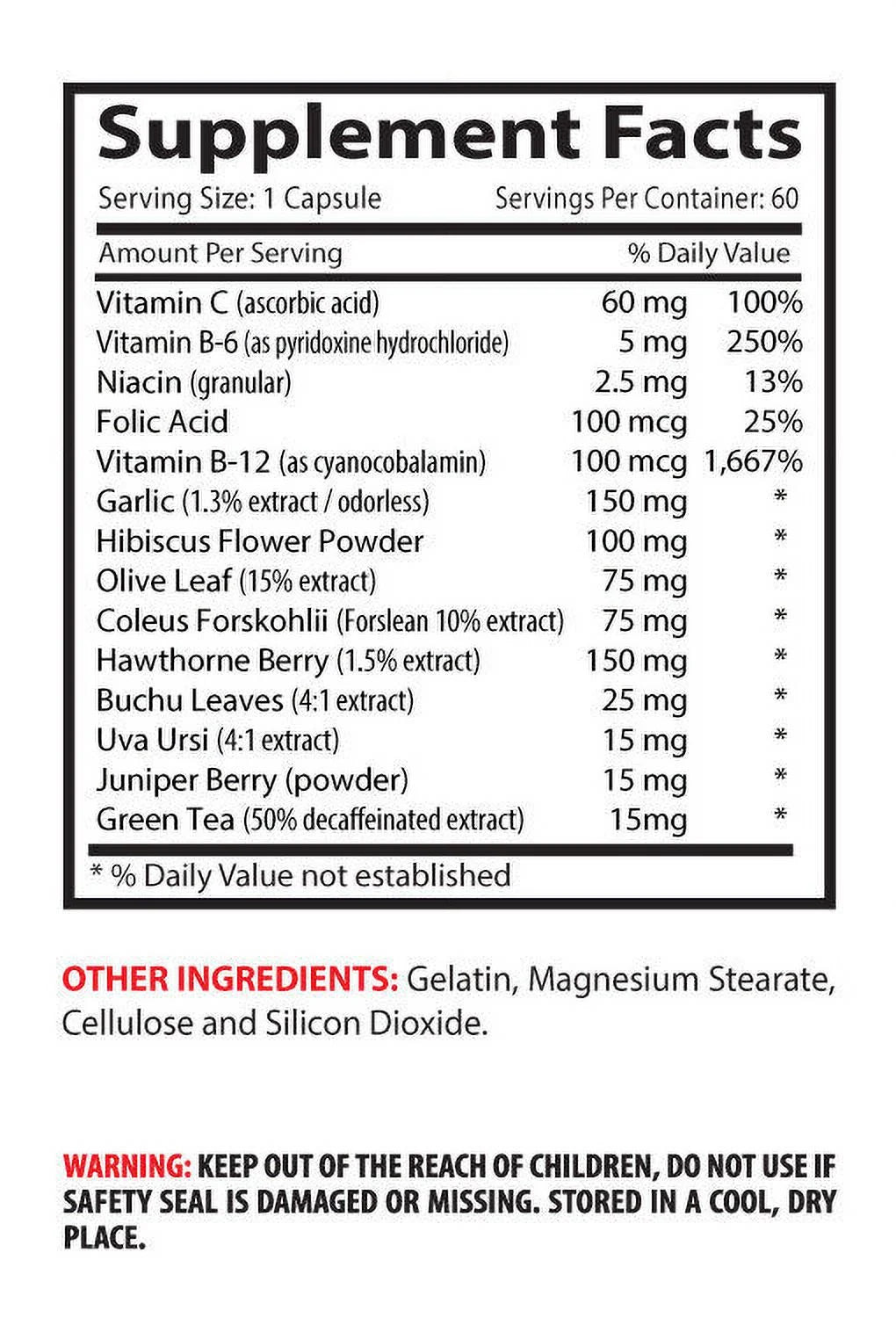High Blood Pressure Support Supplement 60 Capsules R537