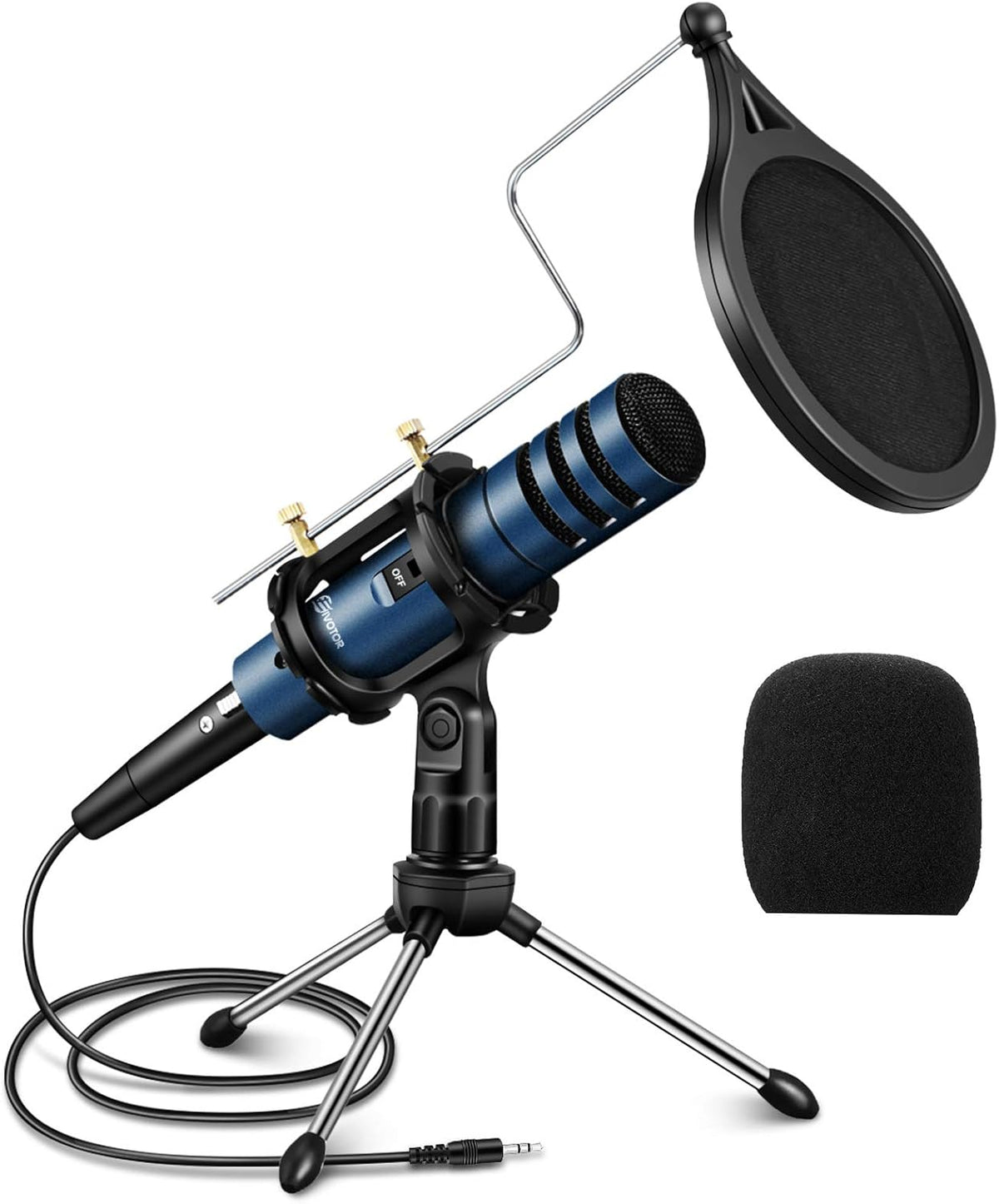 Condenser Microphone, 3.5mm Plug & Play Recording Microphone with Mic Stand Pop Filter, Pack of 2 P673040