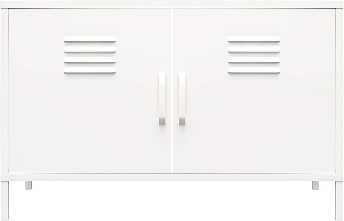 White 2 Door Metal Locker Accent Cabinet H62167