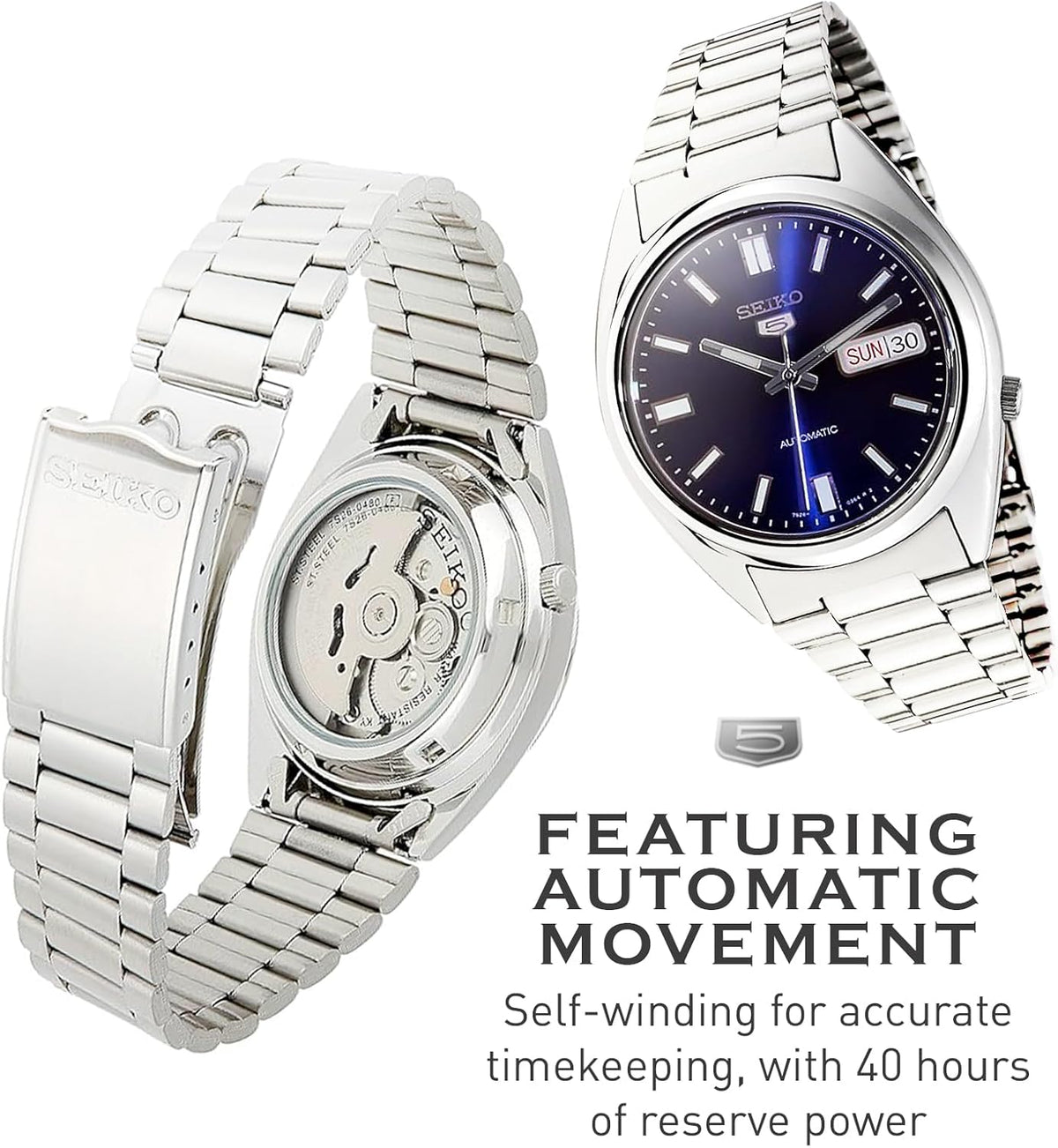 Automatic Watch with Blue Dial, Stainless Steel Case & Bracelet C755