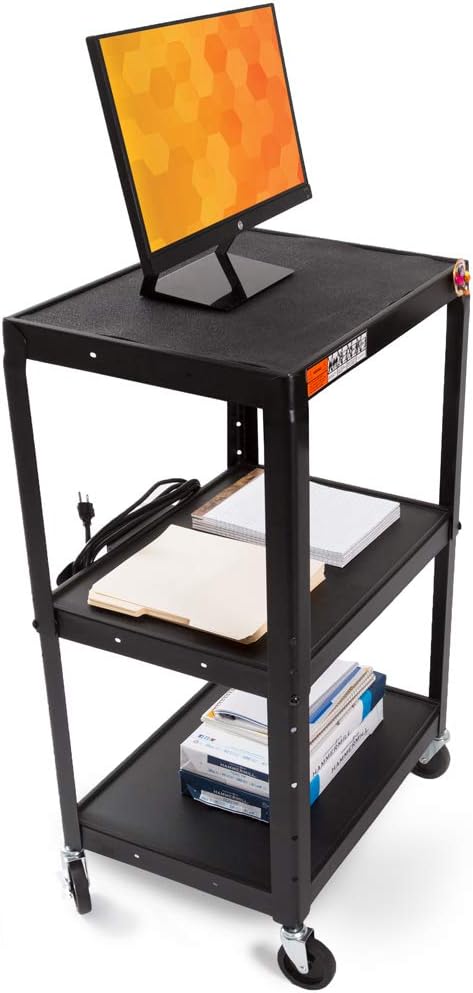 Height Adjustable AV Cart with Power Cord T3208