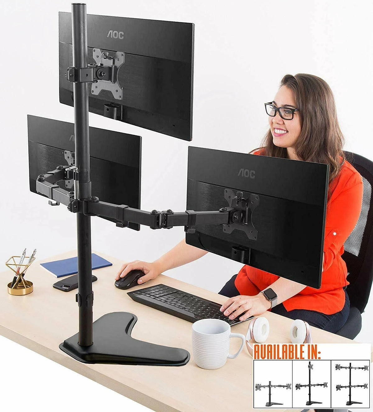 Three Arm Freestanding Monitor Mount H4634