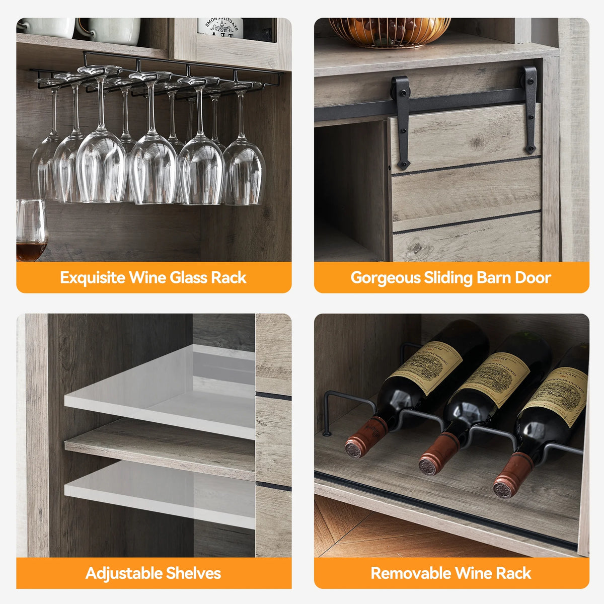 Wine Cabinet with Removable Side Cabinet Doors Q12429