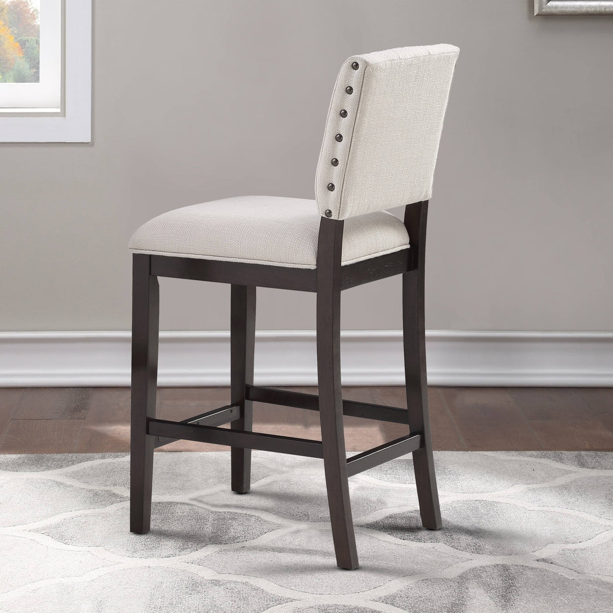 Walnut Button Tufted Counter Stool V4069