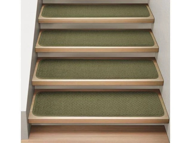 Set of 12 Olive Green Carpet Stair Treads M211