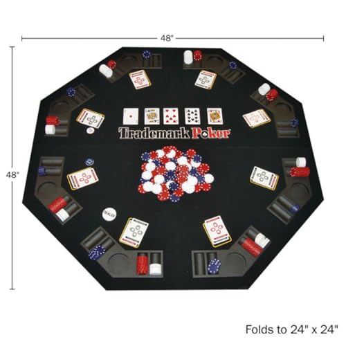 Foldable Poker Table Topper with Carry Case, 300 Poker Chips, 2 Decks of Cards, Dealer and Blind Buttons Q854843