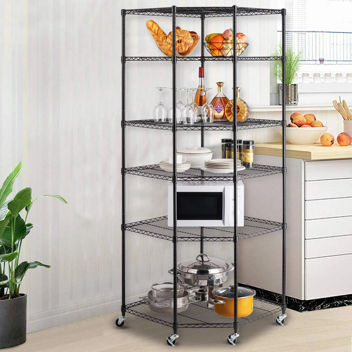 6 Tire Heavy Duty Steel Garage Storage Rack with Wheels M51386