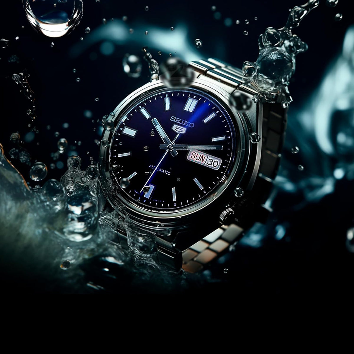 Automatic Watch with Blue Dial, Stainless Steel Case & Bracelet C755