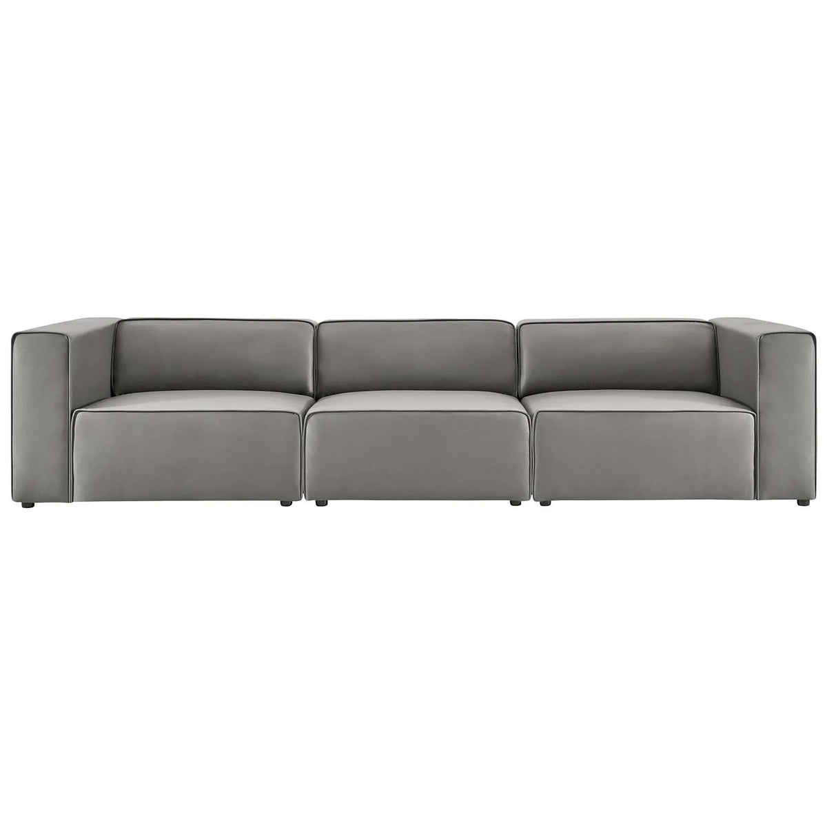 Gray Vegan Leather 3-Piece Sectional Sofa A4708