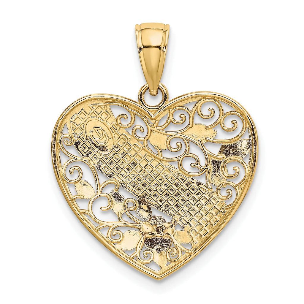 10K Two-Tone Gold Rhodium-Plated Grandma Heart Pendant Charm I46633