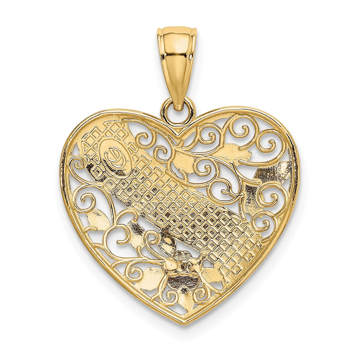 10K Two-Tone Gold Rhodium-Plated Grandma Heart Pendant Charm I46633