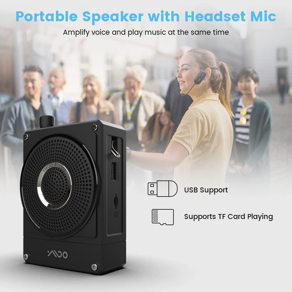 10W Rechargeable Voice Amplifier with UHF Wireless Microphone Headset M90274
