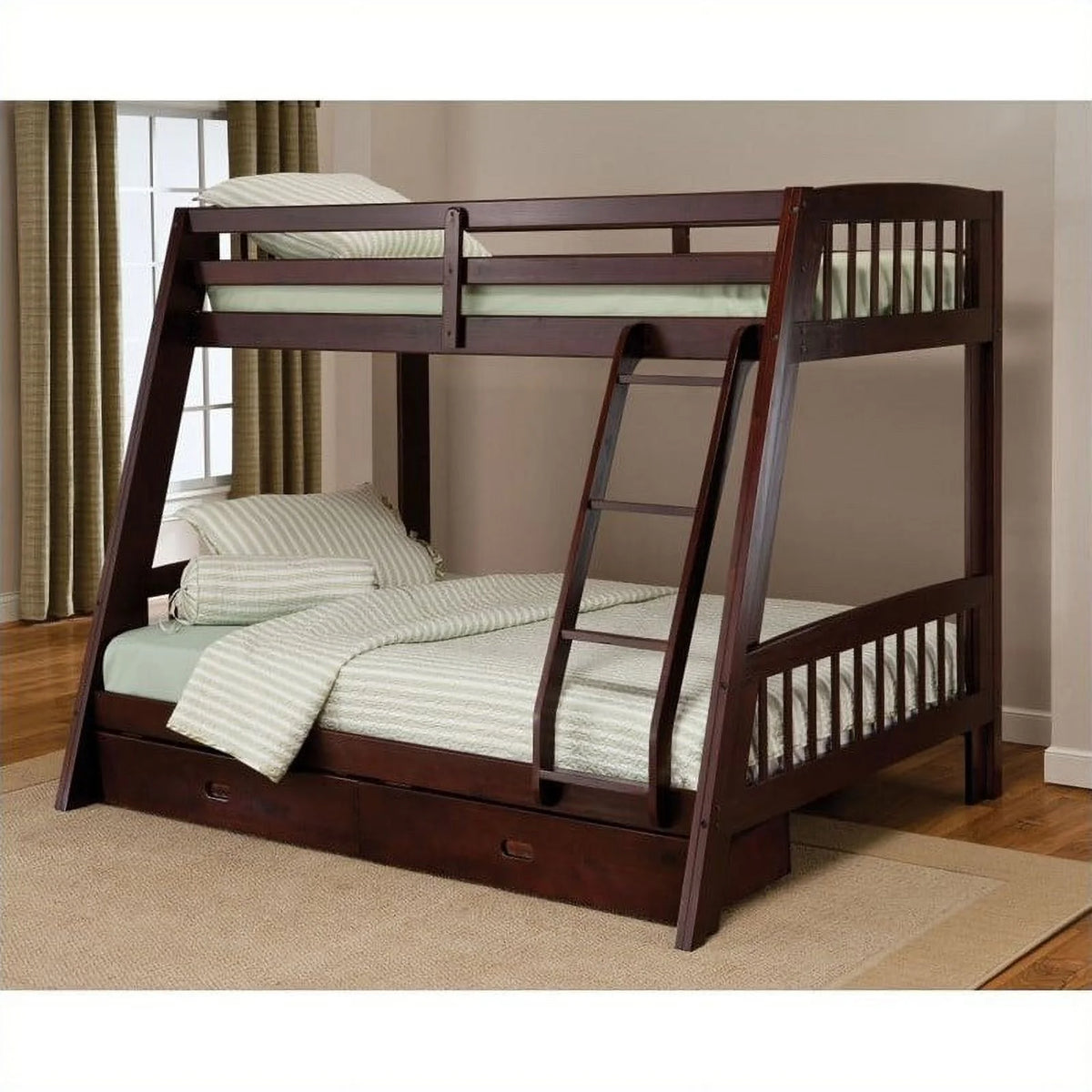 Solid Wood Twin Over Full Bunk Bed Set S475739