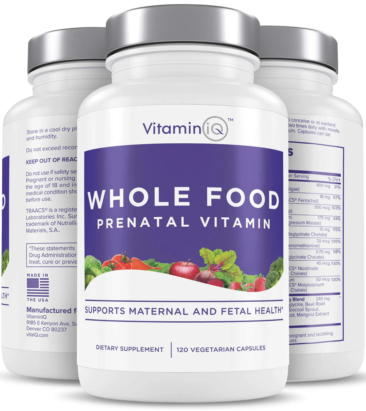 120 Capsules Prenatal Multivitamin with Choline, B Vitamins, Vegan J1857