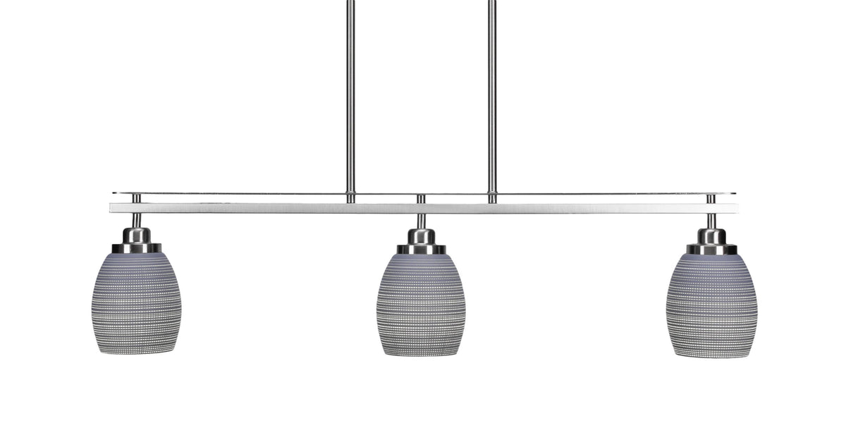 3 Island Light Brushed Nickel Gray Matrix Glass G8203