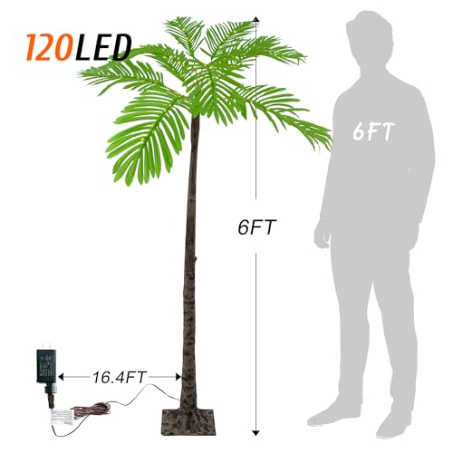 6FT Artificial Palm Tree with 120 LED Lights P593