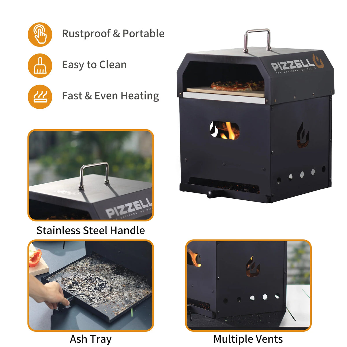 4 in 1 Wood Fired 12 inch Pizza Oven V4268