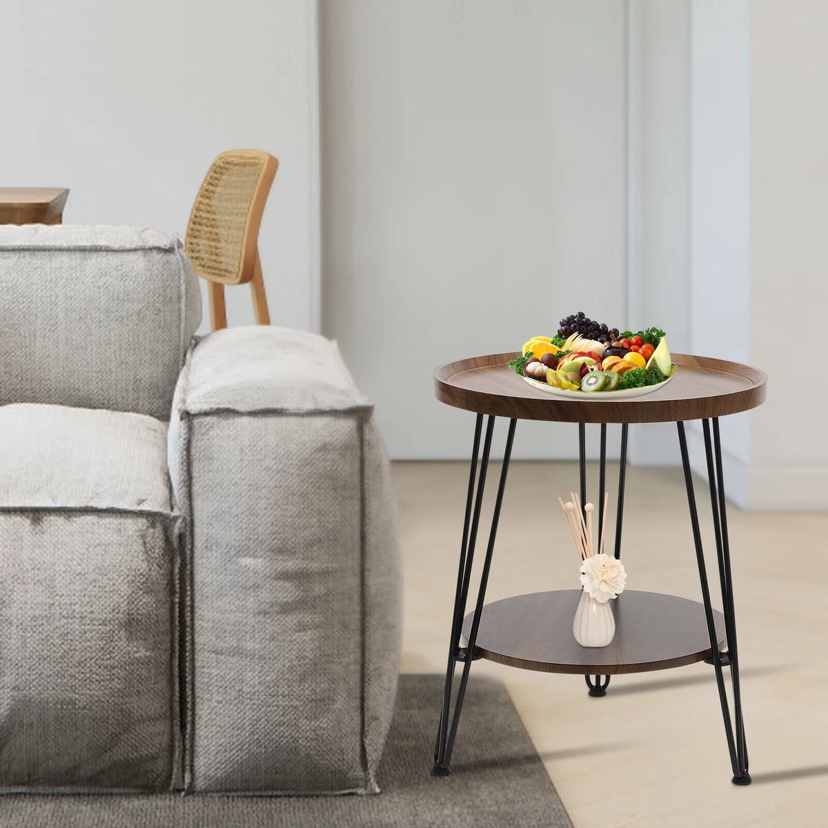 Round End Table with Storage Shelf W880703