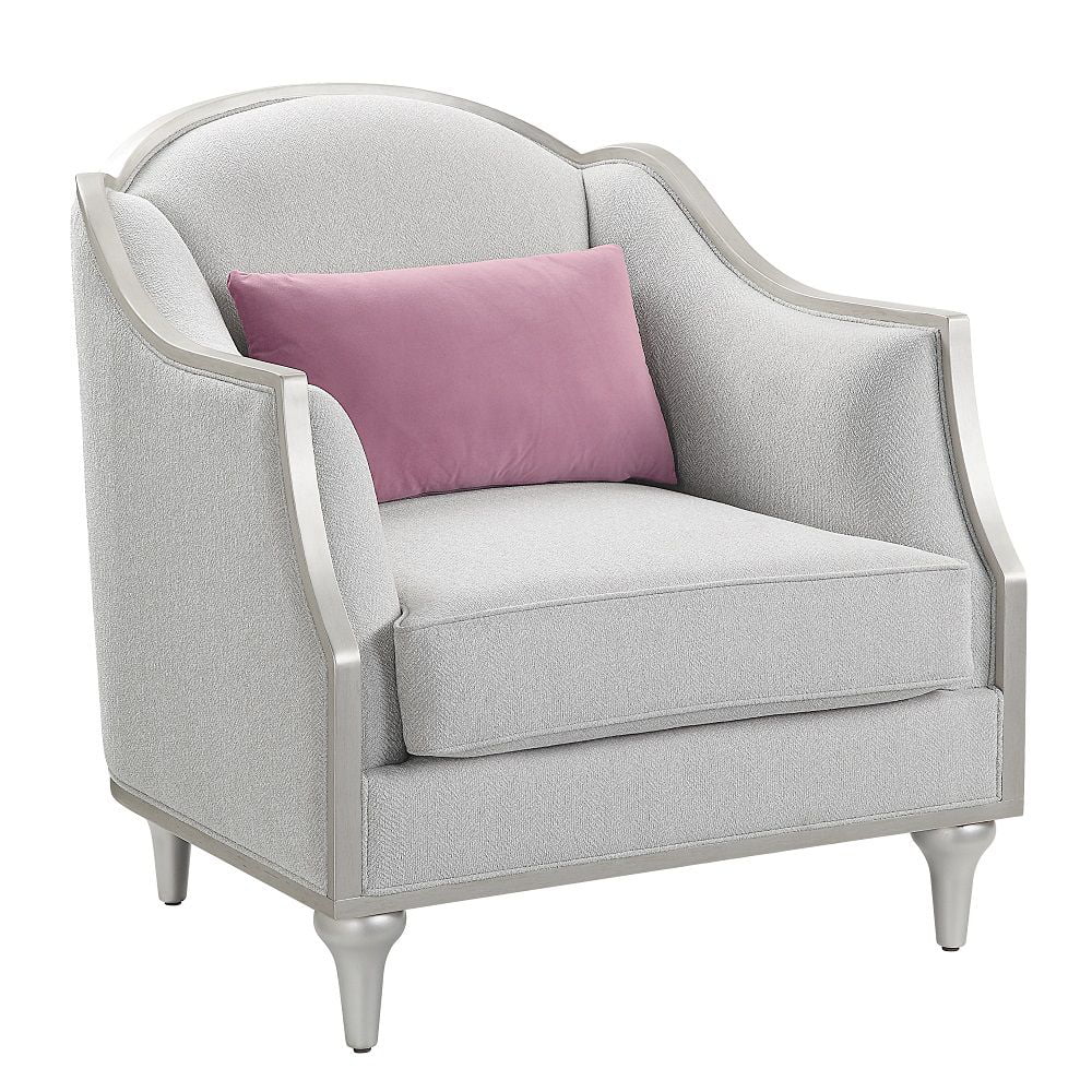 Beige Fabric Accent Chair with Pillow M608