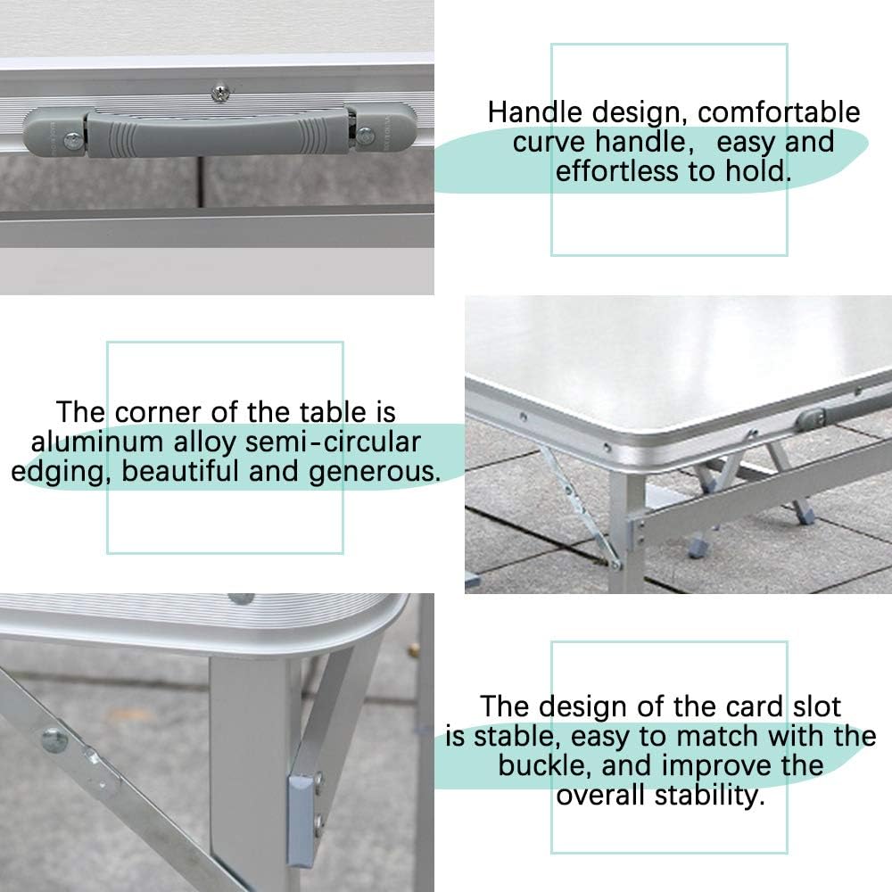 Folding Picnic Table with 4 Seats, Aluminium Alloy Portable Desk Bench T727
