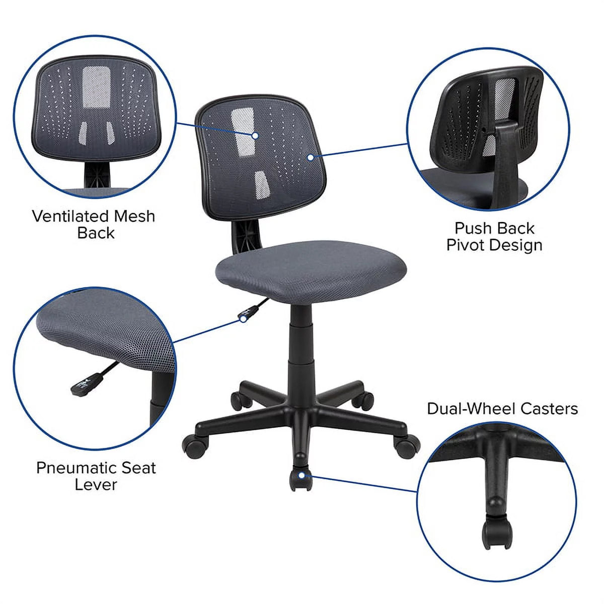 Gray Mesh Swivel Task Office Chair T617644