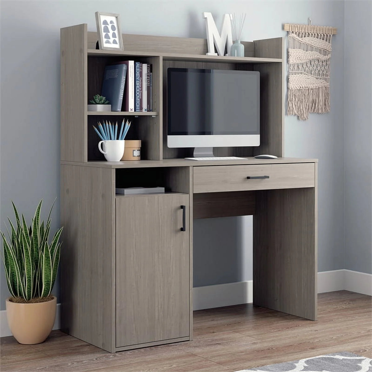 Engineered Wood Desk with Hutch T6175