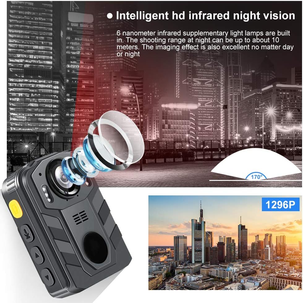1296P HD Body Camera with 2 Inch Display, 32GB Memory V8006