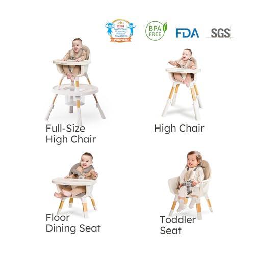 8 in 1 Convertible Highchair with Removable Tray, Khaki A75273