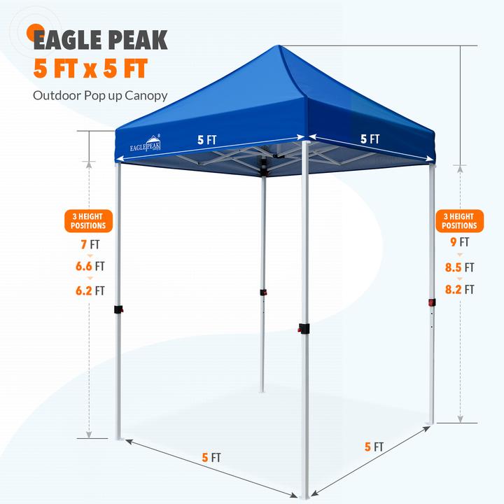 5x5ft Pop Up Canopy Tent Straight Leg Folding Shelter W5965