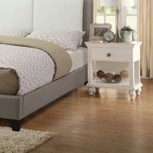 White and Grey Eastern King Size Bed 4pc Set U814279