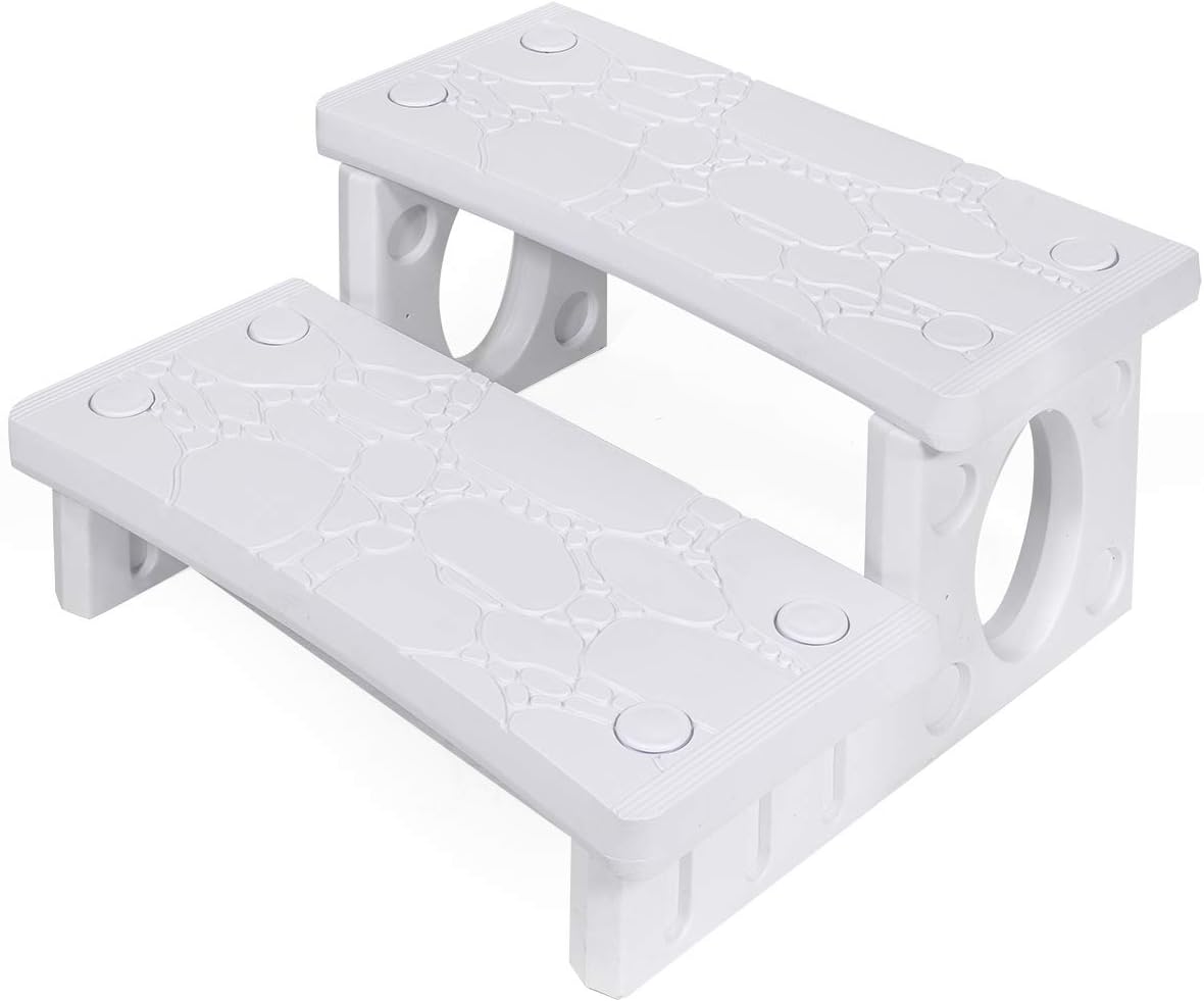 Gray Pack of 2 Multi Purpose 2-Step Deck Lightweight Sided Spa Hot Tub Pool RV Campers Q14123