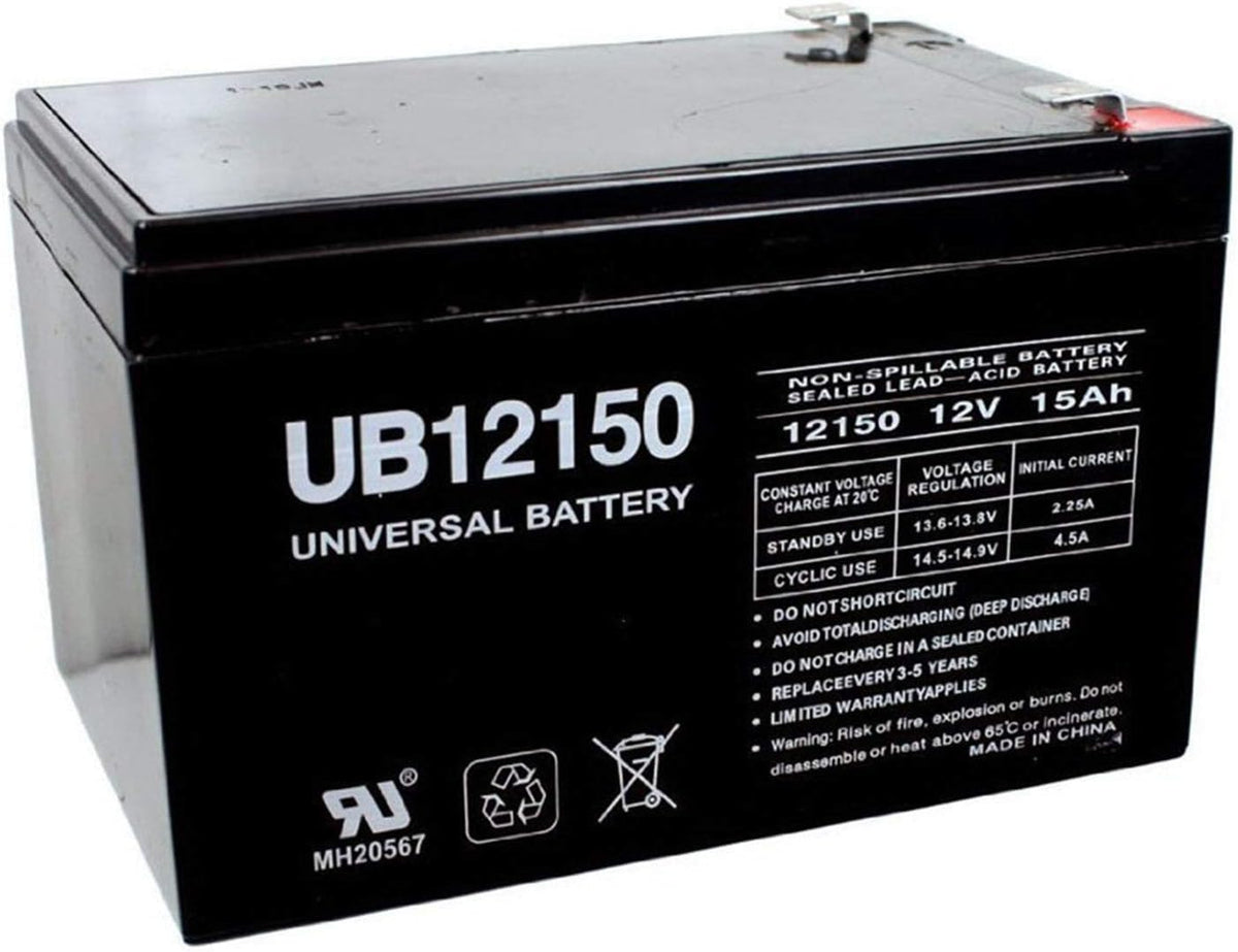 12V 15AH Replacement Battery with 12V 1Amp Charger Pack of 2 B3850