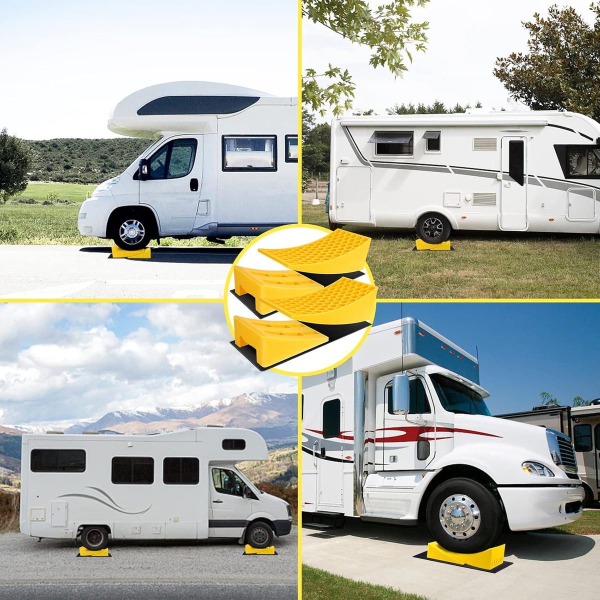2 Pack Camper Leveler with Chocks and Rubber Grip Mats B93528