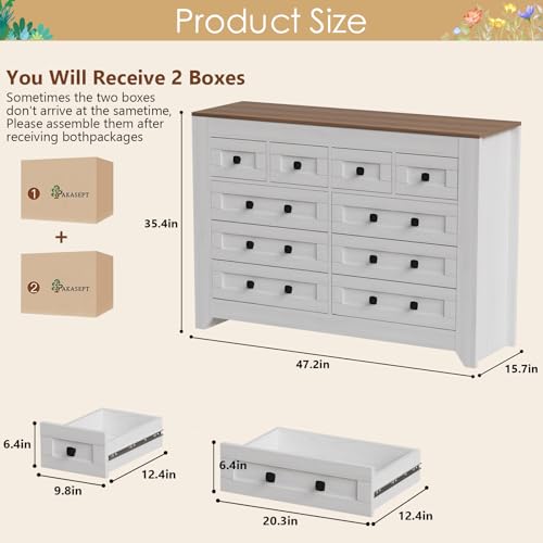 White 54" Wide 3 Drawer Wood Dresser with Sliding Barn Doors V76305