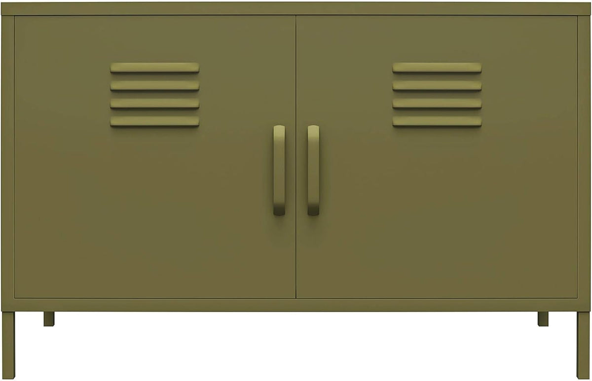 White 2 Door Metal Locker Accent Cabinet H62167