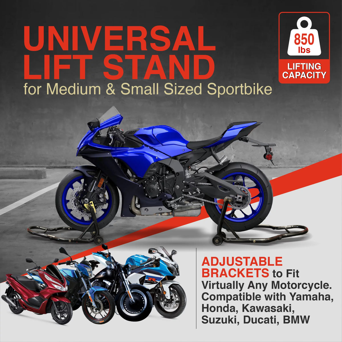 Motorcycle Front Rear Paddle Wheel Lift Stand P14980
