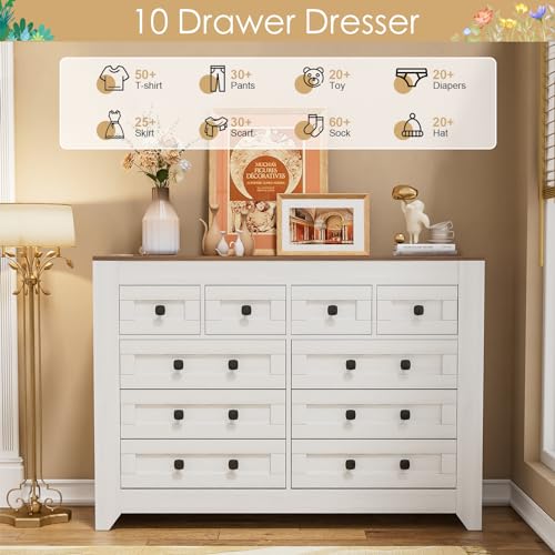 White 54" Wide 3 Drawer Wood Dresser with Sliding Barn Doors V76305