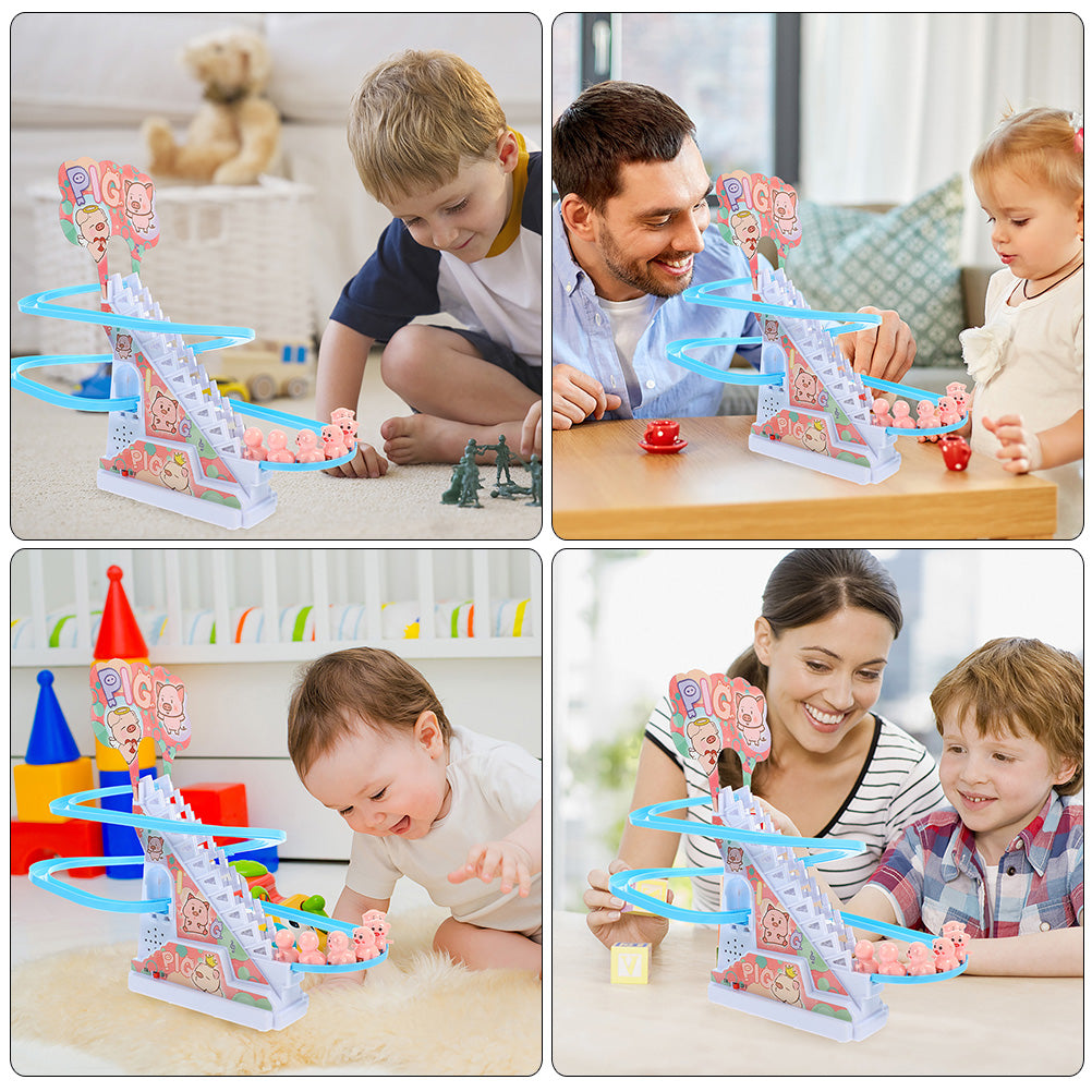 Small Piggy Sliding Toys Electric Piggy Climbing Stairs Tracks Slide Toy G525