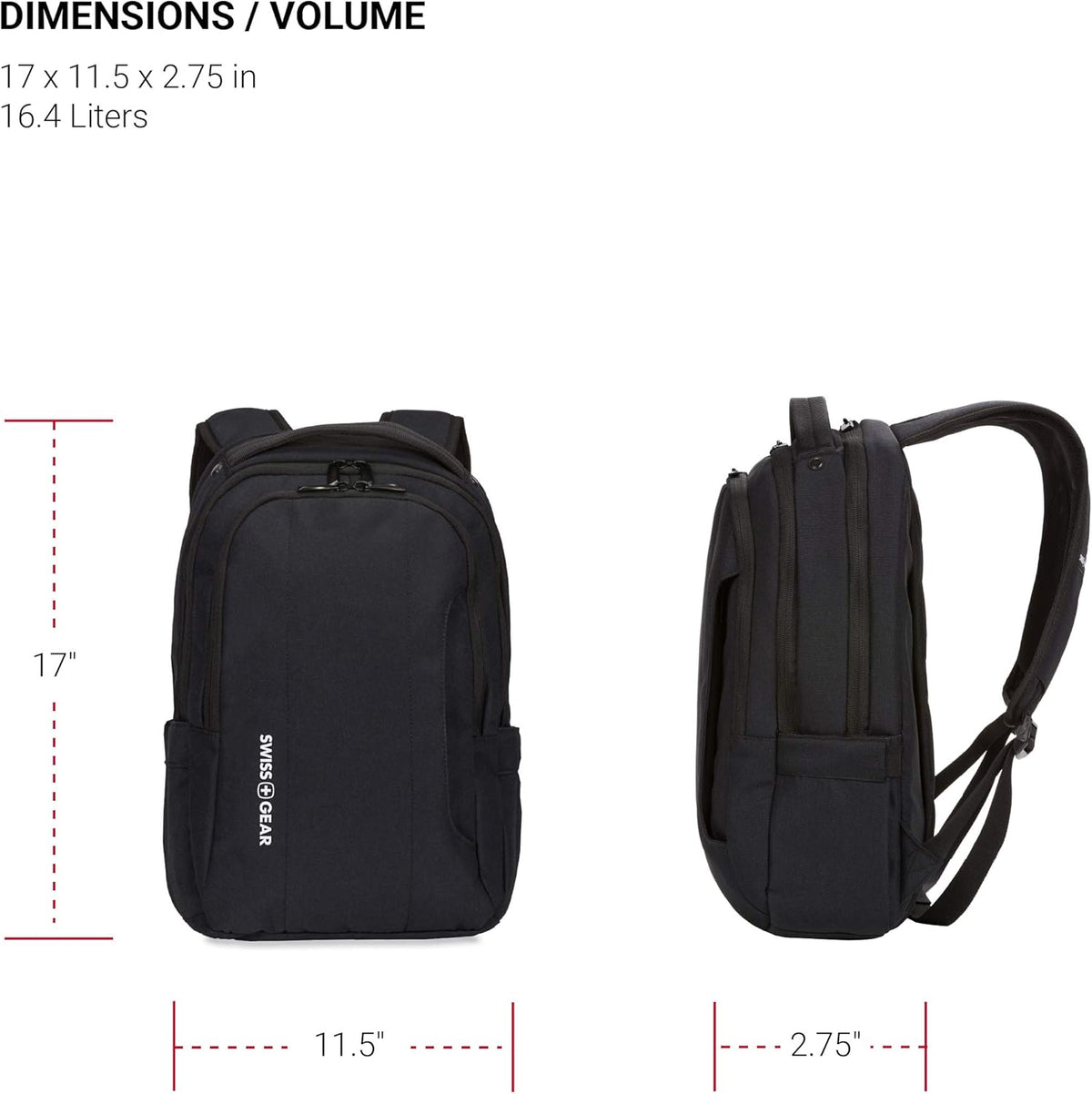 Compact Laptop Backpack, Black, 17-Inch T472456