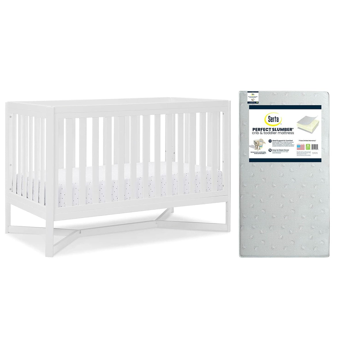 Midnight Grey 4-in-1 Convertible Crib with Crib & Toddler Mattress C658