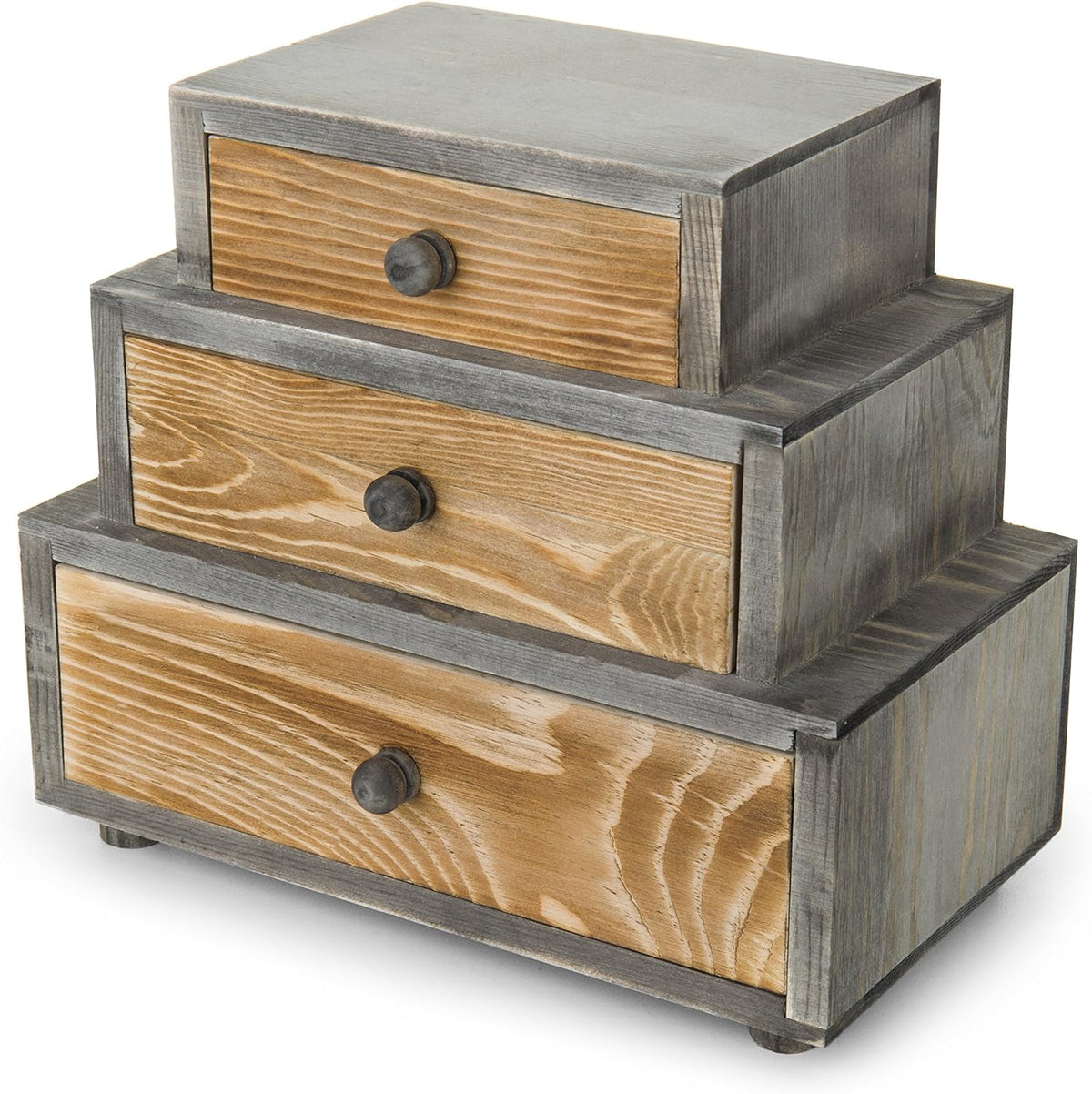 Rustic Wood 3-Drawer Desk Organizer Cabinet I37393