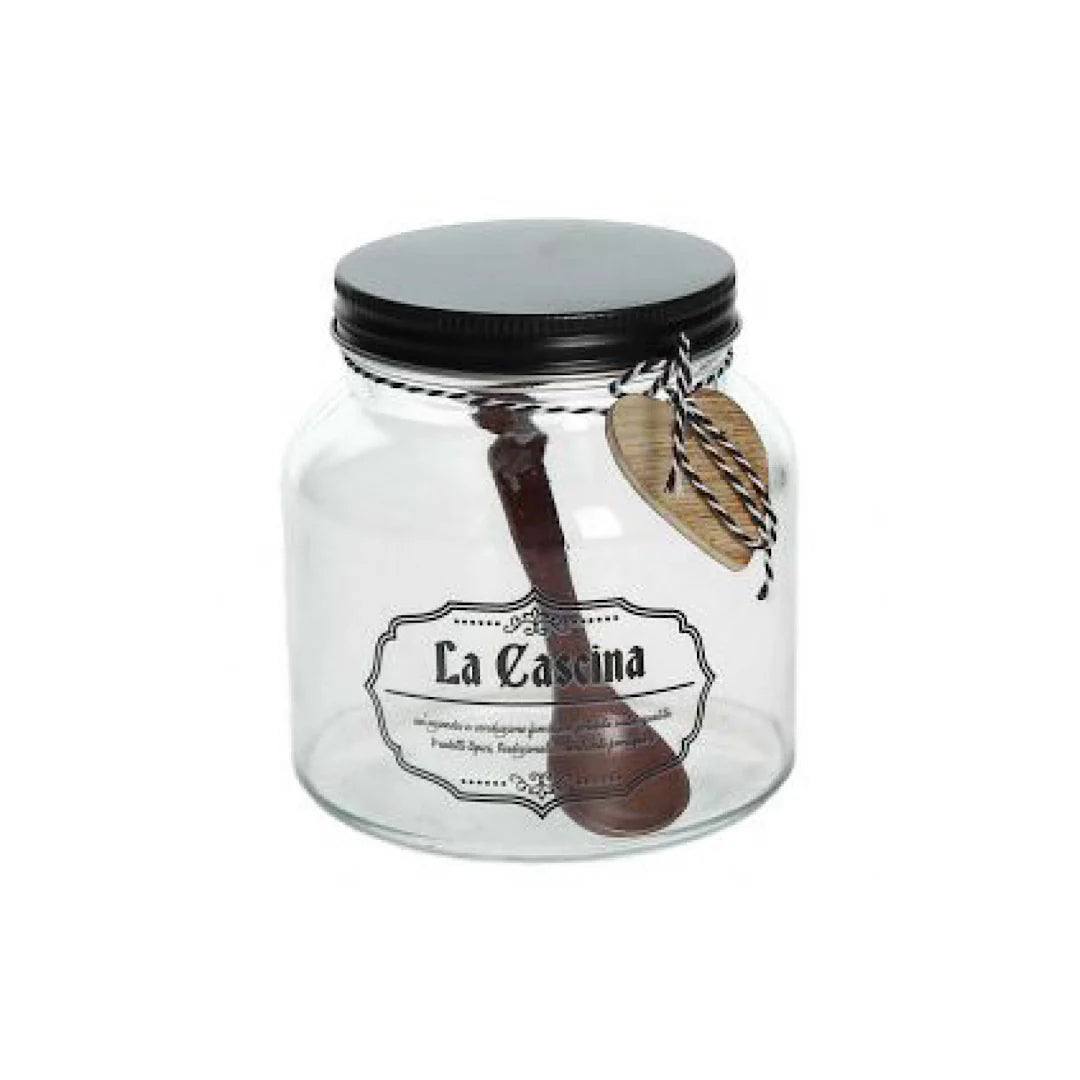 Glass Jar with Lid and Spoon L581