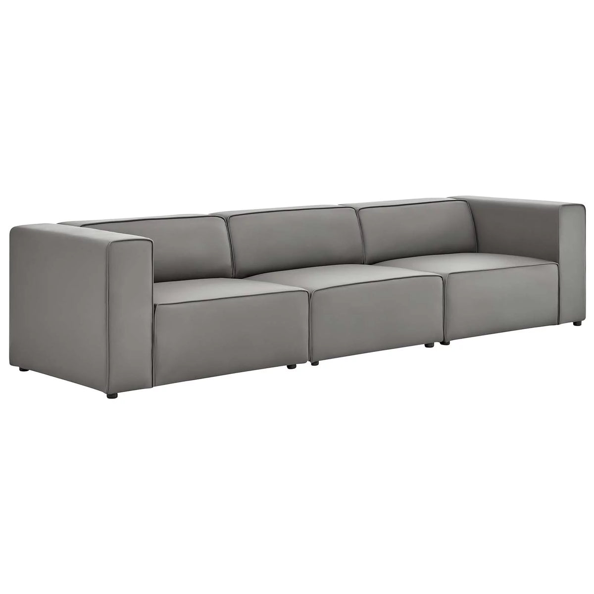 Gray Vegan Leather 3-Piece Sectional Sofa A4708