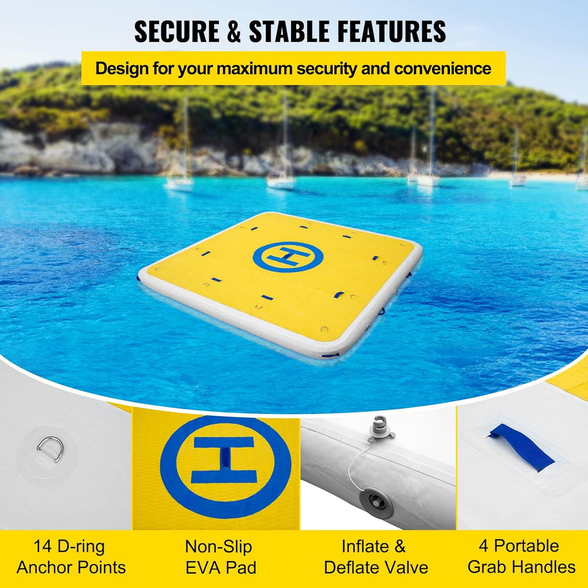 8 x 8 ft Inflatable Dock Floating Platform G88708