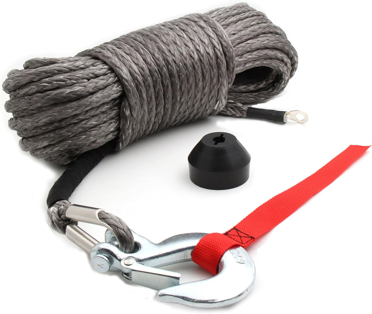 50'x1/4" Synthetic Winch Rope Kit with Snap Hook & Stopper F5199