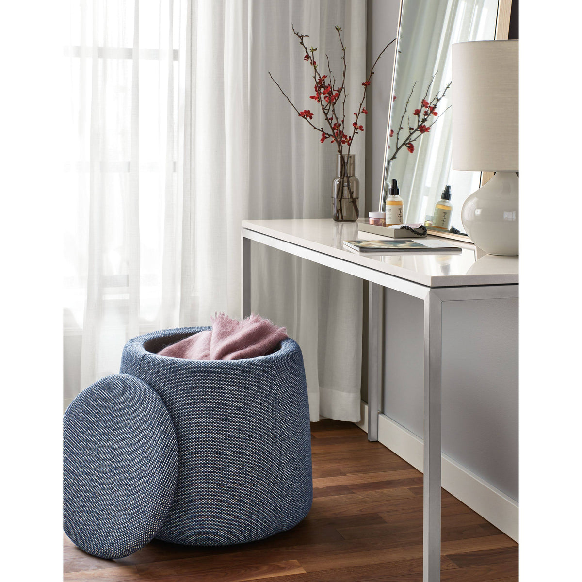 White Venatino Marble Parsons Console Table C5218